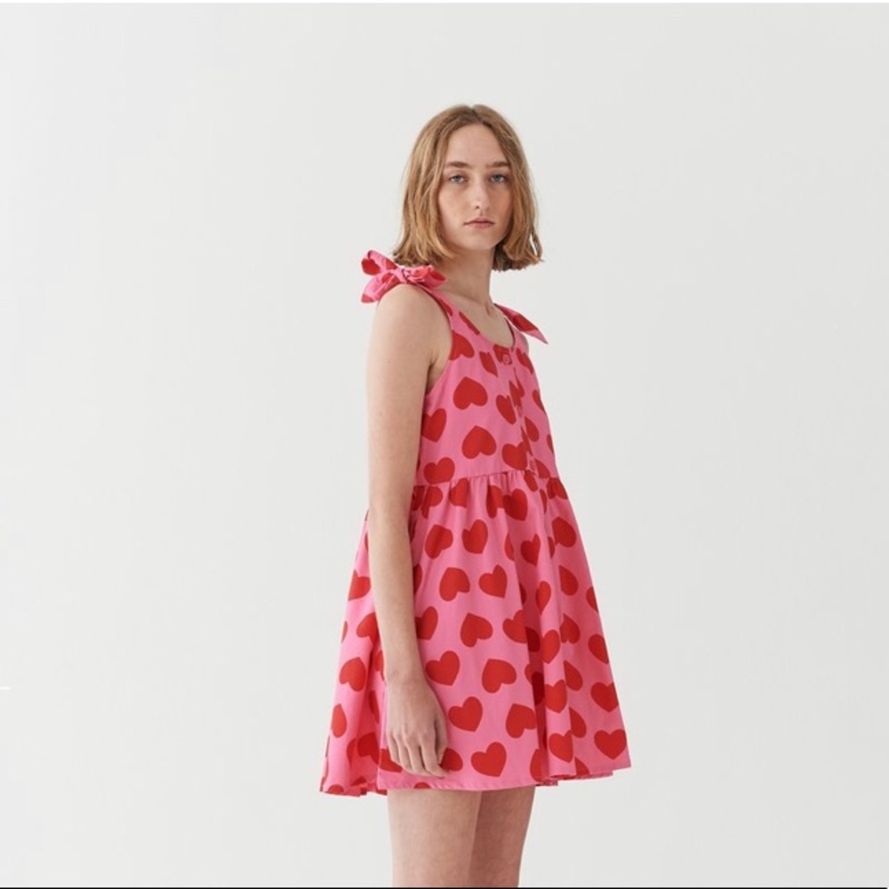 NWT RARE Lazy Oaf Heart Repeat Tie dress